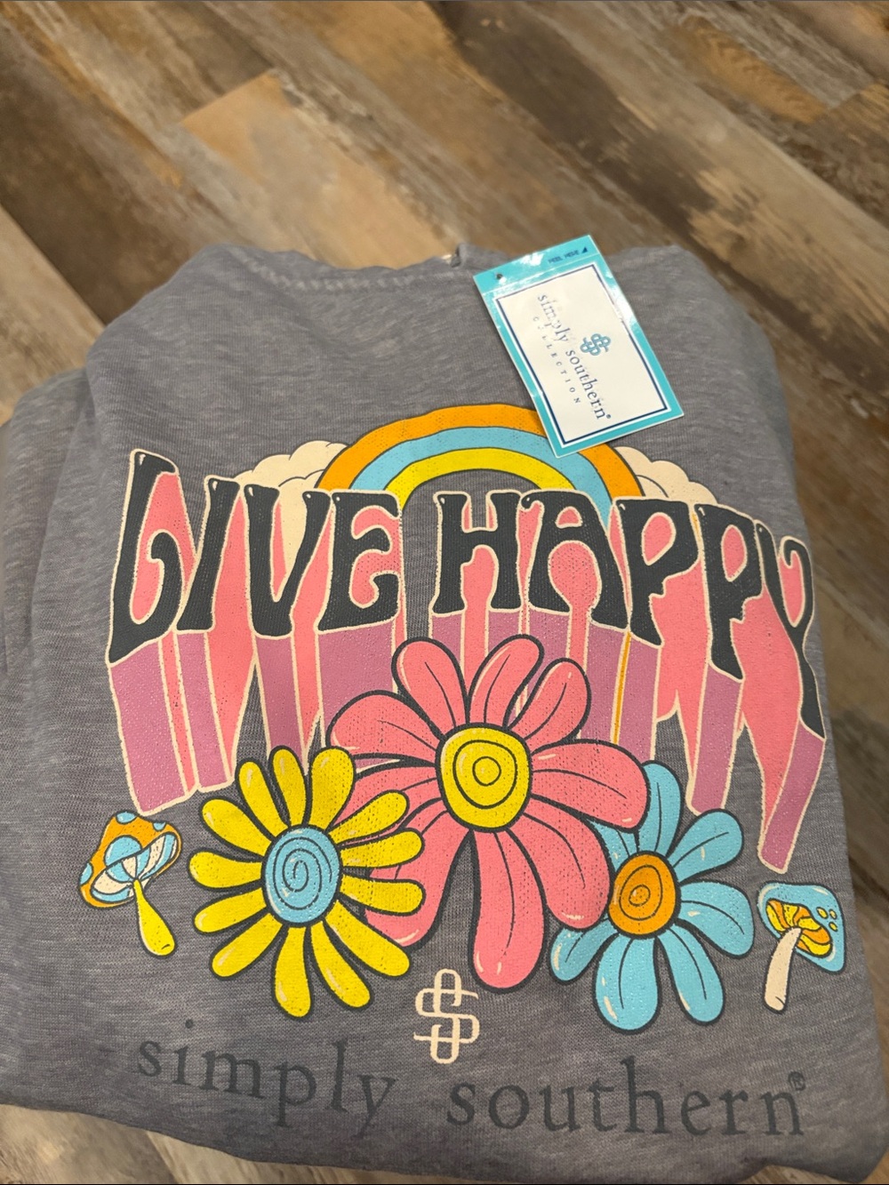 Simply Southern Kids 'Live Happy' Graphic Tee - Gray
